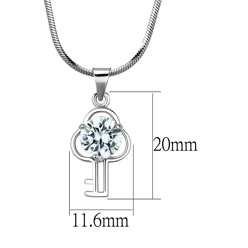 LO4161 - Rhodium Brass Chain Pendant with AAA Grade CZ in Clear