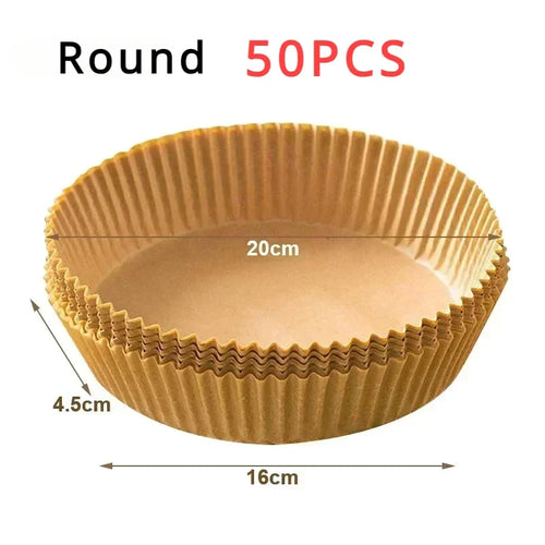 50/100PCS Air Fryer Disposable Paper Square Round Baking Paper