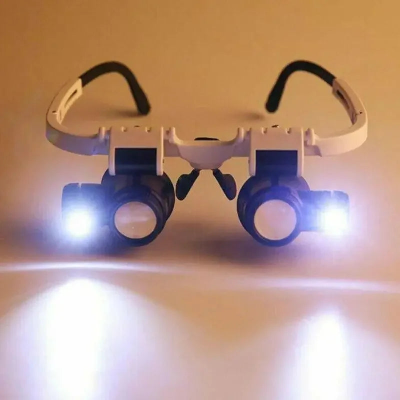 2XLED Watch Jeweler Repair Magnifier Head-Mounted Headband Adjustable