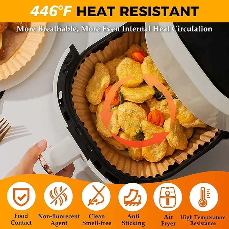 50/100PCS Air Fryer Disposable Paper Square Round Baking Paper