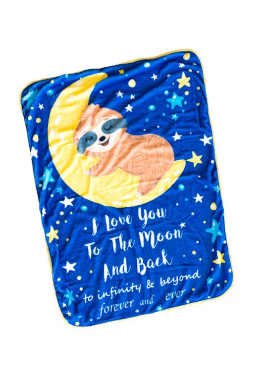 Baby  Minky Sloth Blanket -  Double Layers - I Love You to the Moon
